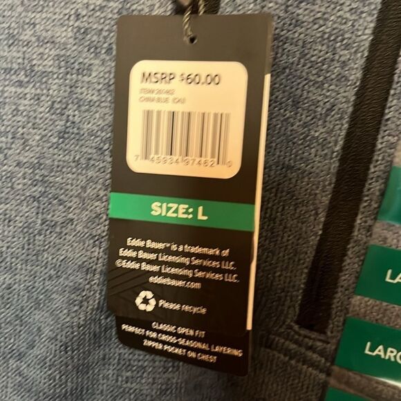 Men’s Eddie Bauer 1/4 zip fleece sweater size large NWT. - Picture 4 of 11